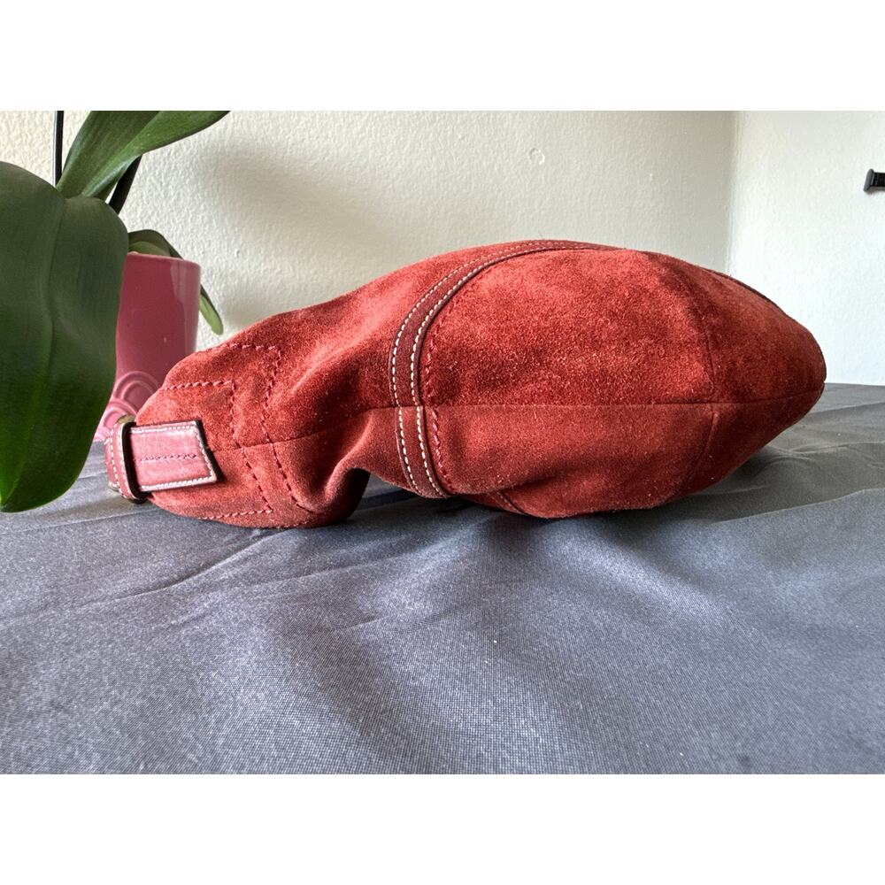 Coach Vintage Red Suede Shoulder Hobo Bag 10058 - Picture 9 of 10